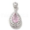 Teardrop Rack Plating Brass Micro Pave Cubic Zirconia Pendant KK-H485-20P-02-1