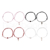 8Pcs 8 Style Heart & Skeleton Key Alloy Enamel Braided Bead Bracelets Set BJEW-JB09771-S-1