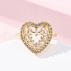 Brass Micro Pave Clear Cubic Zirconia Cuff Rings for Women RJEW-U047-17G-2