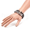 3Pcs 3 Style Natural Lava Rock & Tibetan Agate Stretch Bracelet with Alloy Tube Beaded BJEW-JB08322-3