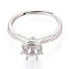 Rhodium Plated 925 Sterling Silver Micro Pave Cubic Zirconia Solitaire Ring Settings STER-T008-19P-2