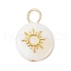 6Pcs 6 Styles Natural Freshwater Shell Flat Round Star Moon Pendants PALLOY-JF03835-3