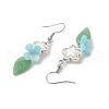 Flower 304 Stainless Steel Handmade Lampwork Dangle Earrings EJEW-JE06430-4