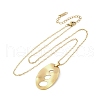 Hollow Textured Oval 304 Stainless Steel Pendant Necklaces NJEW-M096-24G-2