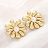 Flower Brass ABS Plastic Imitation Pearl Stud Earrings EJEW-U062-05G-1