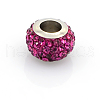 304 Stainless Steel Polymer Clay Rhinestone European Beads CPDL-J015-23-1