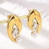 304 Stainless Steel Shell Pearl Stud Earrings EJEW-U051-08G-3