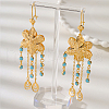 Elegant Brass Flower with Oval Tassel Hoop Earrings PF9976-2-4