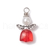 Spray Painted Transparent Glass Beads with ABS Plastic Imitation Pearl Round Beads amd Tibetan Style Alloy Fairy Wing Beads and 304 Stainless Steel Flat Head Pins Pendants PALLOY-JF03622-3