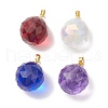 Faceted Transparent K9 Glass with Brass Pendants PALLOY-JF02041-1