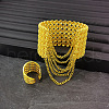 Alloy Chain Tassel Bangles & Cuff Ring Sets FS-WG89C4D-01-3