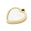 304 Stainless Steel Pave Natural White Shell Heart Charms STAS-L022-489G-2