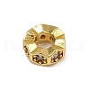 Wave Edge Flat Round Rack Plating Brass Cubic Zirconia European Beads KK-L236-12G-2