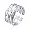 Non-Tarnish 304 Stainless Steel Cable Chain Open Cuff Ring RJEW-T023-08P-3
