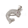 Dolphin Brass Micro Pave Cubic Zirconia Pendants ZIRC-F020-07P-FF-2