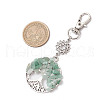 Natural Green Aventurine Chips Beads & Alloy Tree of Life Pendant Decorations HJEW-JM03128-04-3