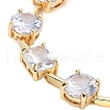 Rack Plating Brass Pave Cubic Zirconia Flat Round & Rectangle Link Necklaces for Women NJEW-B109-01G-02-2