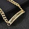 Brass Micro Pave Clear Cubic Zirconia Rectangle Link Bracelets BJEW-F498-01B-G-4