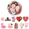 10Pcs 10 Styles Valentine's Day theme Food Grade Eco-Friendly Silicone Focal Beads SIL-YW0001-33-1