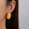 Geometric Stainless Steel Stripe Oval Stud Earrings CQ0547-1