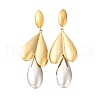 304 Stainless Steel Two Tone Dangle Stud Earrings EJEW-M104-01B-PG-2