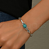 Synthetic Turquoise & Zinc Alloy Flower Round Beaded Elegant Women's Bracelets ZF9311-1-4