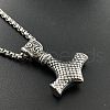 Vintage Punk Style Stainless Steel Viking Hammer Pendant Necklaces for Men EH8058-2