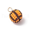 Handmade Nylon Wired Glass Beaded Pendants with Glass Pearl Round Bead and 304 Stainless Steel Flat Head Pins PALLOY-MZ00506-2