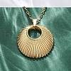 Flat Round 304 Stainless Steel Pendant Necklaces NJEW-M096-05G-4