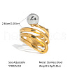 European Style Hollow Design Stainless Steel Beaded Adjustable Open Cuff Rings ZU9443-5-1