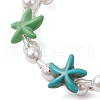 Starfish Synthetical Turquoise with Round Shell Pearl Beads and Glass Beaded Stretch Bracelets for Women BJEW-JB11682-4