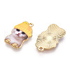 Printed Light Gold Tone Alloy Pendants ENAM-N056-208E-1