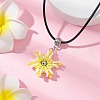 Glass Seed Beads & Polymer Clay & Evil Eye Lampwork Snowflake Pendant Necklaces NJEW-MZ00102-02-1