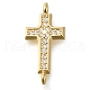 Brass Pave Clear Cubic Zirconia Connector Charms KK-M101-02E-G02-1