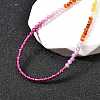 3MM Faceted Round Colorful Cubic Zirconia Beaded Necklaces for Women NJEW-A047-01G-2