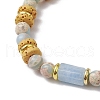 Natural Lava Rock & Synthetic Aqua Terra Jasper & Natural Aquamarine Beads Strethch Bracelets BJEW-JB11666-02-3