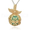 Golden Tone Brass Hollow Round Cage Pendants KK-J237-02G-2