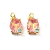 Oval Brass Micro Pave Cubic Zirconia Pendants KK-L237-020G-03-1
