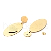 Oval with Heart Long Dangle Stud Earrings with 316 Stainless Steel Pins EJEW-F285-13G-2