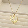 201 Stainless Steel Flower Heart Initial Pendant Necklaces for Women FS-WG08285-26-1