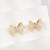 Brass Micro Pave Clear Cubic Zirconia Stud Earrings EJEW-H154-13G-1
