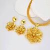 Elegant Vintage Casual Brass Flower Stud Earrings & Pendant Necklaces Set for Women IB9280-3