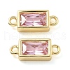 Brass Pave Glass Rectangle Connector Charms KK-H002-06G-03-1
