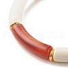 Imitation Gemstone Acrylic Curved Tube Beaded Stretch Bracelet BJEW-JB07953-5