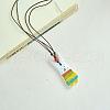 Porcelain Pendant Adjustable Imitation Leather Cord Necklaces for Women FS-WGE6687-10-1