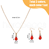 FIBLOOM 3 Sets 3 Colors Rhinestone Teardrop Dangle Earrings & Pendant Necklace SJEW-FI0001-27-2