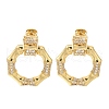 Rack Plating Polygon Brass Micro Pave Clear Cubic Zirconia Stud Earrings EJEW-H016-29G-1