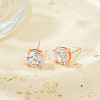 Elegant Fashionable Brass Clear Cubic Zirconia Flat Round Stud Earrings BP7914-4