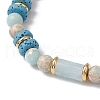 Natural Lava Rock & Synthetic Aqua Terra Jasper & Natural Aquamarine Beads Strethch Bracelets BJEW-JB11666-4