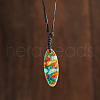Bohemian Dyed Natural Imperial Jasper Oval Pendant Necklaces WB6098-1-1